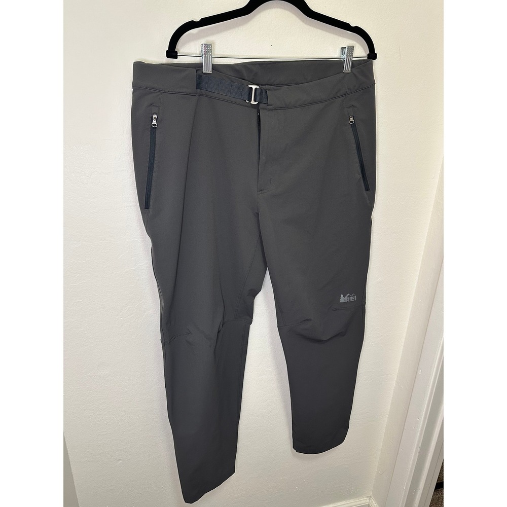 REI Men's Gray Outdoor Hiking Pants Size 38W X 30L Zip Pockets Belt Loops - Picture 4 of 10
